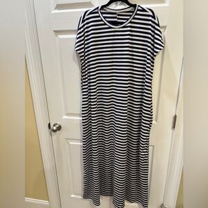 SHEIN Navy and White Striped Maxi Dress